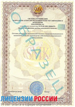 Образец сертификата соответствия (приложение) Демидово Сертификат ISO 13485
